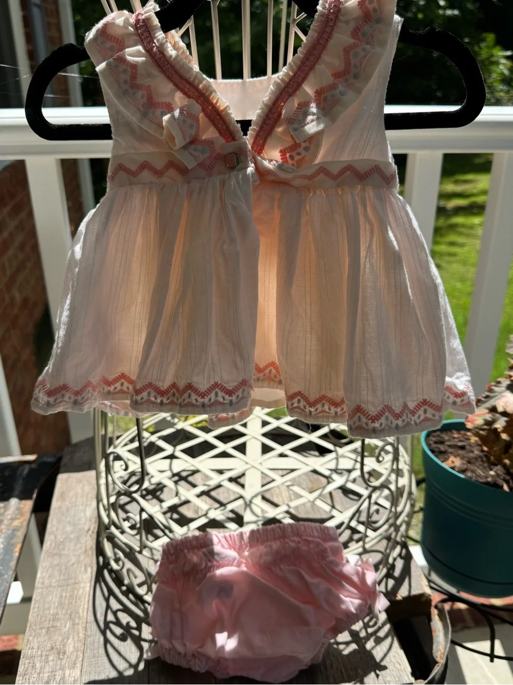 Piper & Posie White & Light Pink Ruffled Dress Set. Size 3-6M